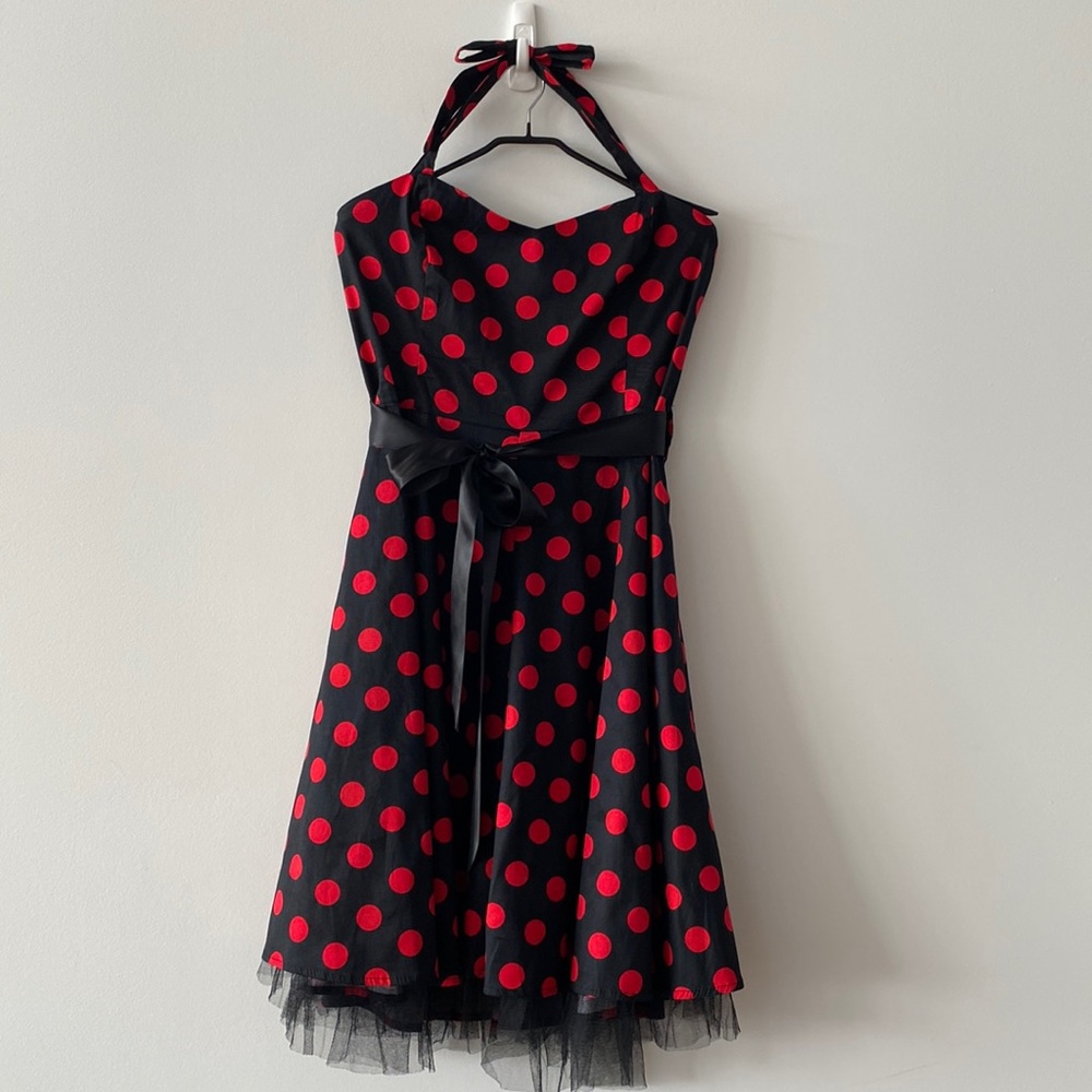 🐈‍⬛ Hearts & Roses Polka Dot Swing Dress - Picture 2 of 13
